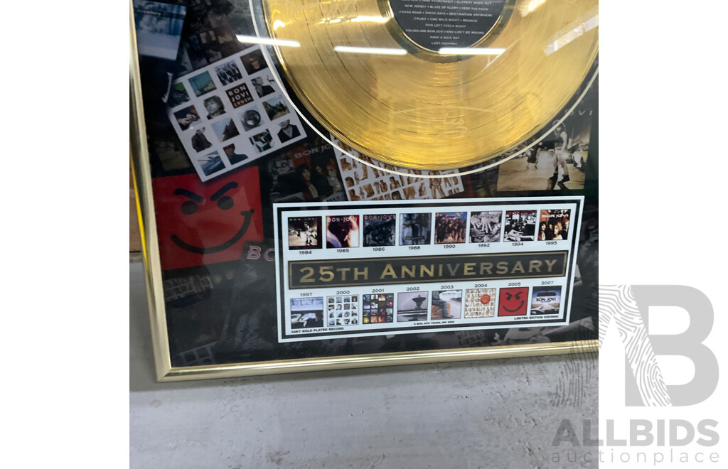 BONJOVI 25th Anniversary 20 X 24 Inch Framed Gold Record