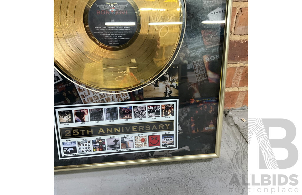 BONJOVI 25th Anniversary 20 X 24 Inch Framed Gold Record