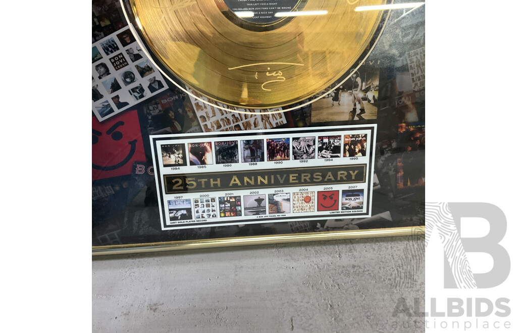 BONJOVI 25th Anniversary 20 X 24 Inch Framed Gold Record