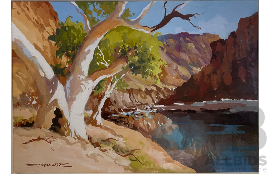 JEAN SINDELAR 'Ormiston Gorge N.T', gouache on board (57 x 48cm)