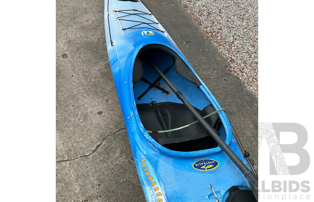 AUSTRALIS CANOES Salamander Sea Kayak with 1x Paddle and 1x Kayak Trolley - ORP $2,190