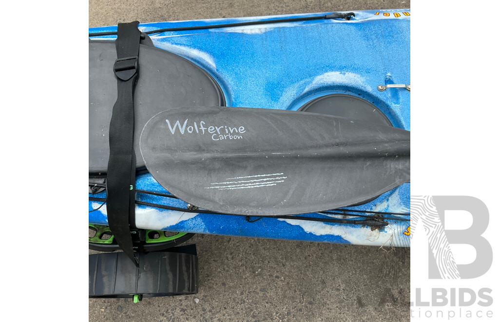 AUSTRALIS CANOES Salamander Sea Kayak with 1x Paddle and 1x Kayak Trolley - ORP $2,190