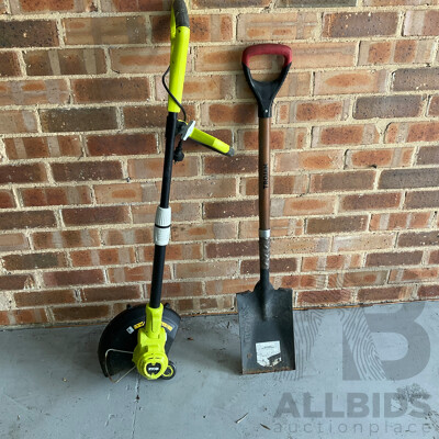 RYOBI RLT5030 Line Trimmer & TROJAN Handle Garden Spade