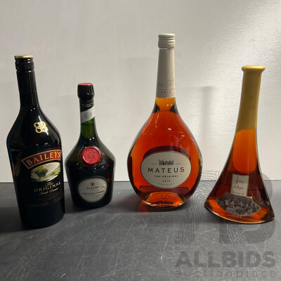 Assorted of Spirits and Wine Including Baileys, D.O.M Benedictine, Mateus Rose