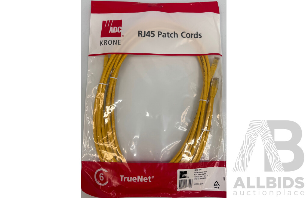 Yellow ADC/Krone (6451 5 993 - 30) 3 Metre RJ-45 Ethernet Cable - Brand New - Lot of 19