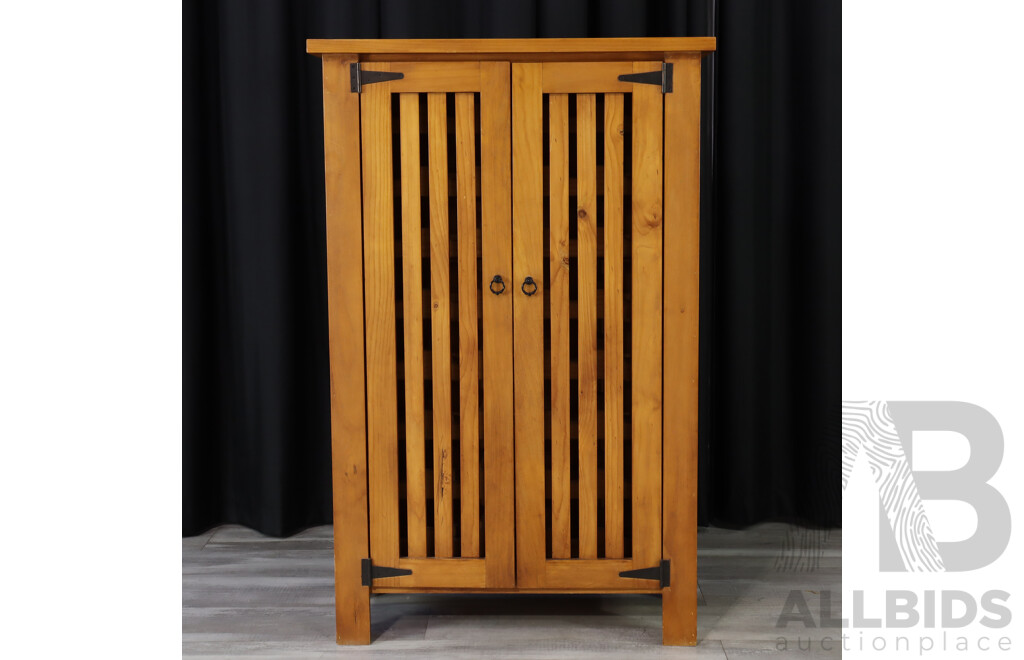 Modern Pine Two Door Wine Cabinet