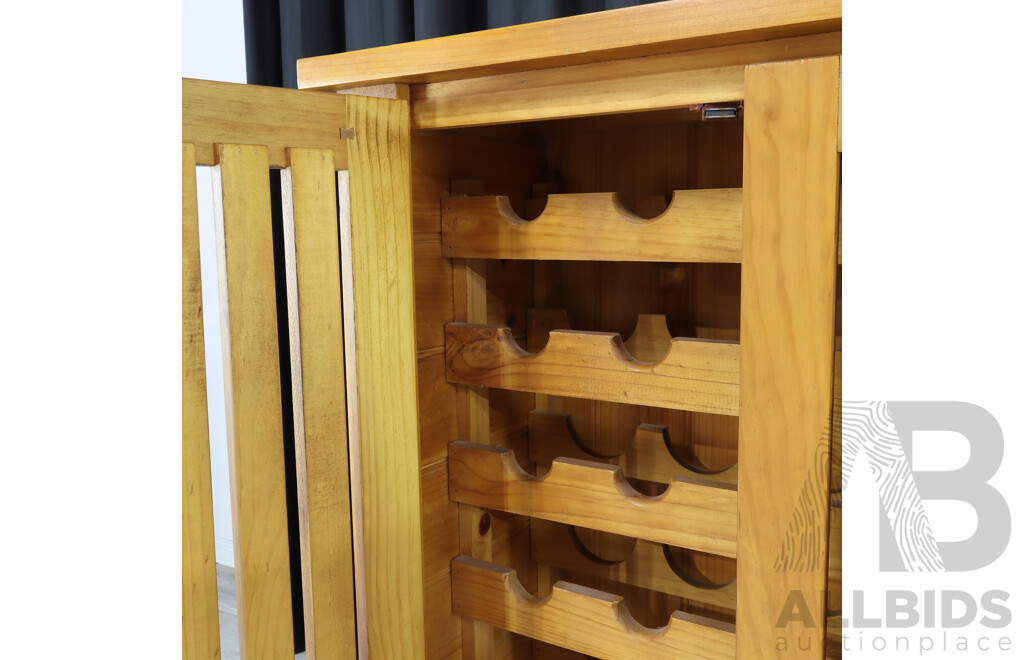 Modern Pine Two Door Wine Cabinet