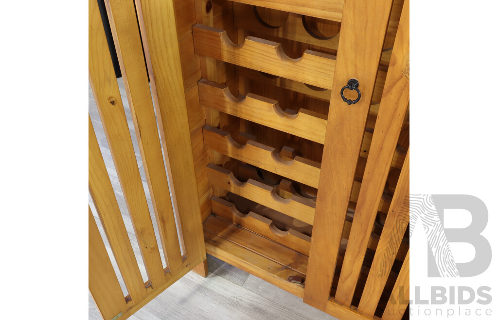 Modern Pine Two Door Wine Cabinet