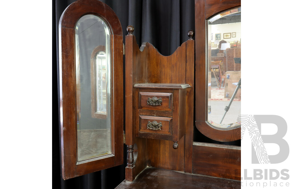 Edwardian Three Drawer Dresser with Wing Mirrors