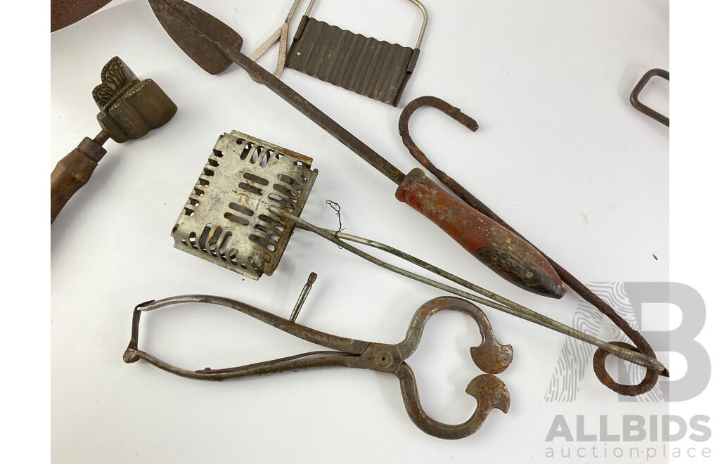 Vintage Kitchen Grinders Including Hanging Scales, Citrus Juice Press and More