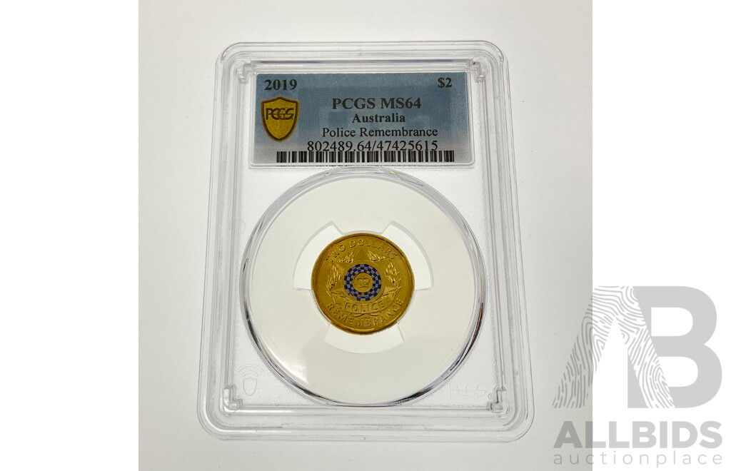 Australian 2019 Two Dollar Coin, Police Remembrance, PCGS MS64