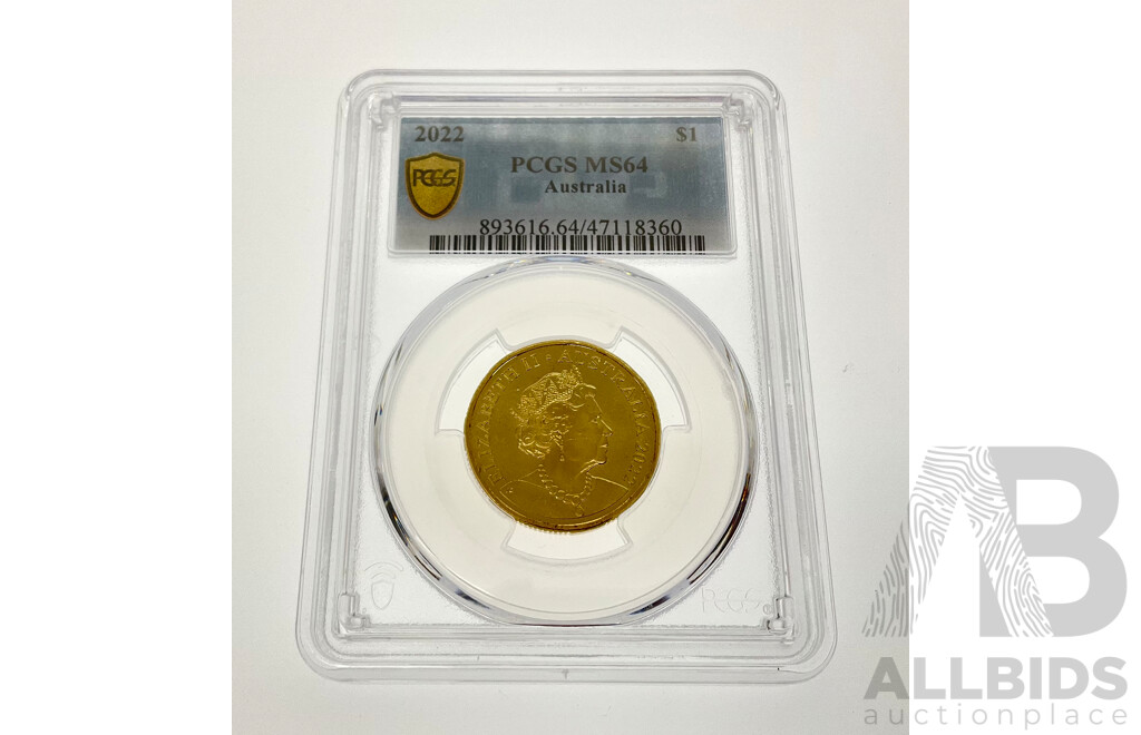 Australian 2022 One Dollar Coin, Mob of Roos, PCGS MS64