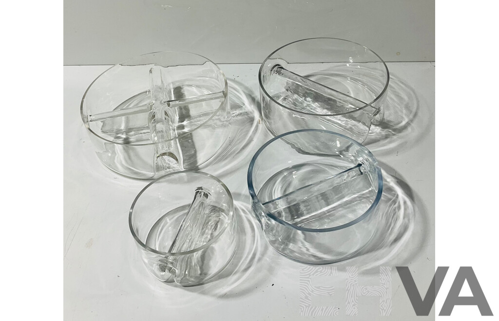 Set of Four Glass Divided Appetiser Dishes