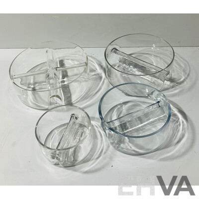 Set of Four Glass Divided Appetiser Dishes