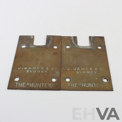 Pair of Vintage Brass Door Plates J.James & Co Sydney