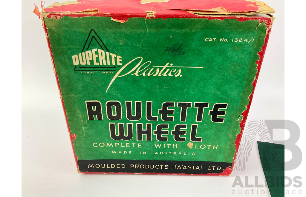 Vintage Duperite Plastics Roulette Wheel in Original Box, Made in Australia