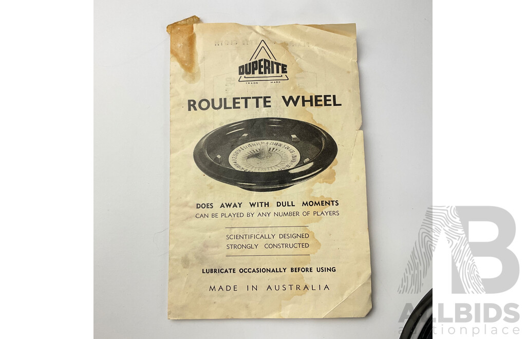 Vintage Duperite Plastics Roulette Wheel in Original Box, Made in Australia