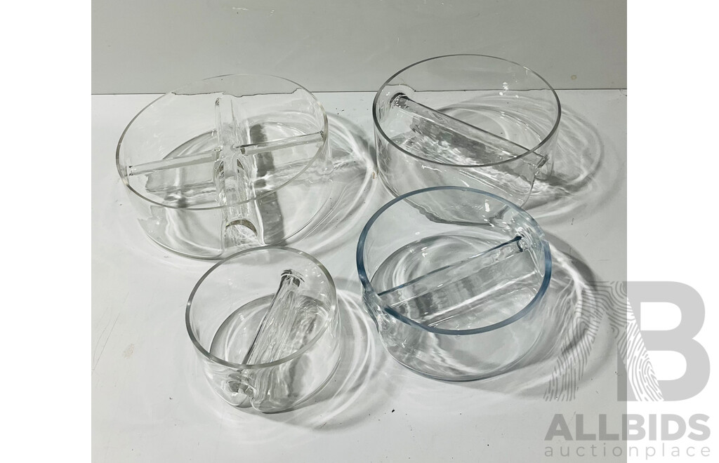 Set of Four Glass Divided Appetiser Dishes