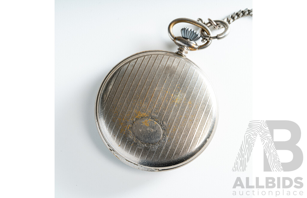 Adina 17 Jewels Incabloc Vintage Silver Tone Vintage 48mm Pocket Watch