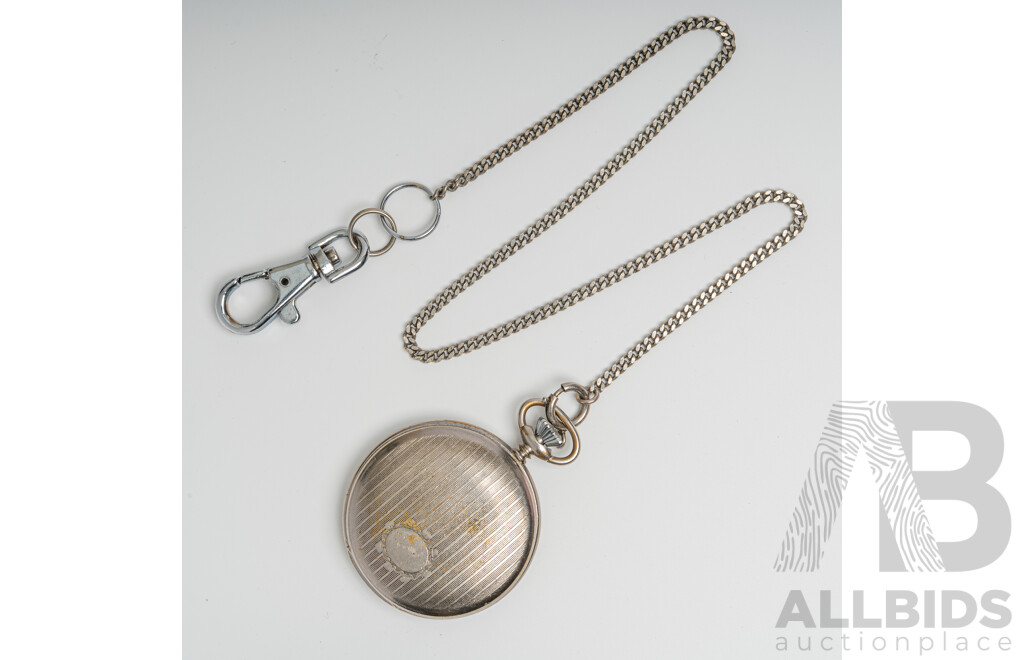 Adina 17 Jewels Incabloc Vintage Silver Tone Vintage 48mm Pocket Watch
