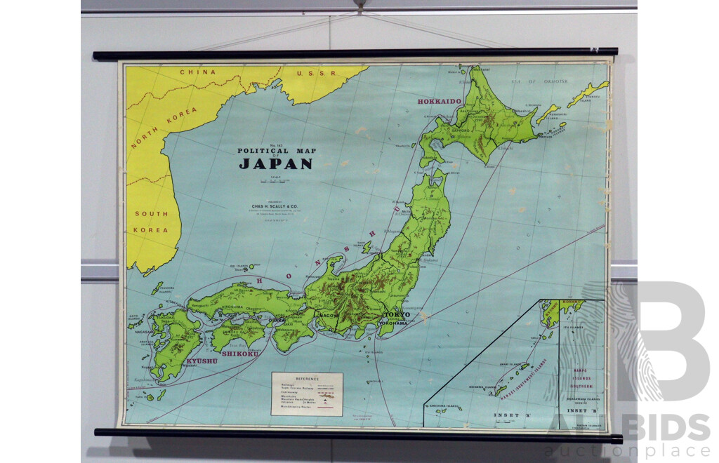 Vintage Chas H Scally Map of Political Japan