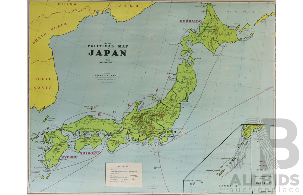 Vintage Chas H Scally Map of Political Japan
