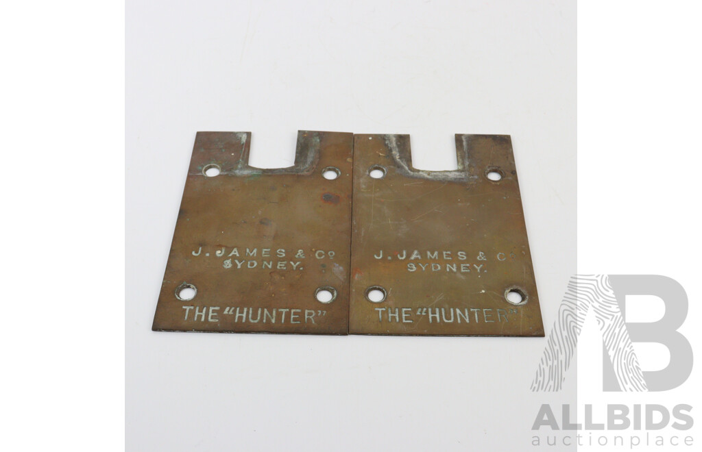 Pair of Vintage Brass Door Plates J.James & Co Sydney