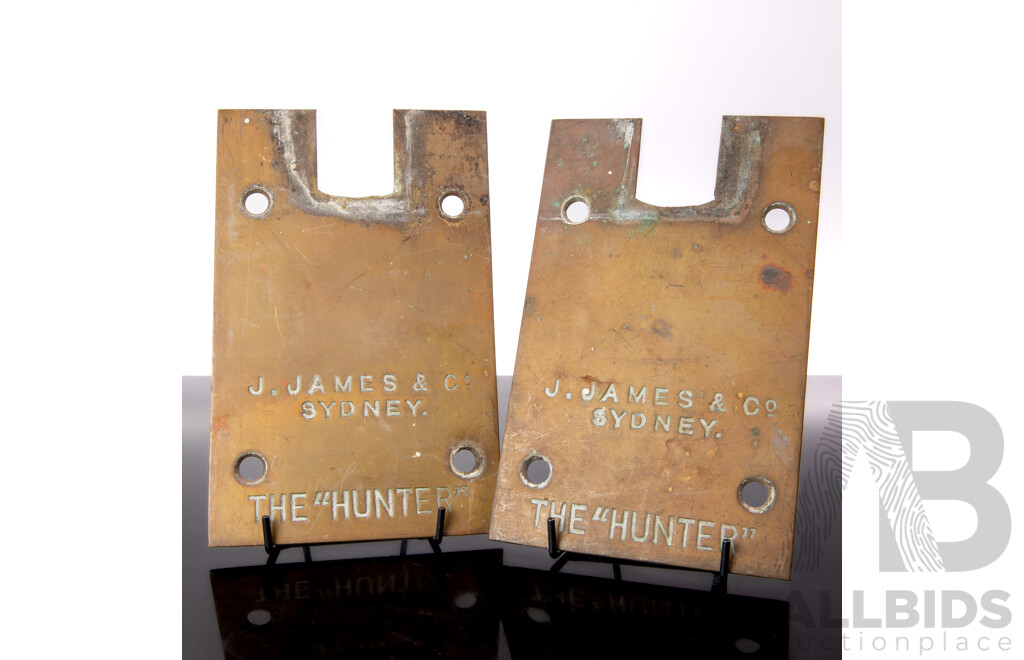 Pair of Vintage Brass Door Plates J.James & Co Sydney