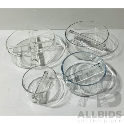 Set of Four Glass Divided Appetiser Dishes