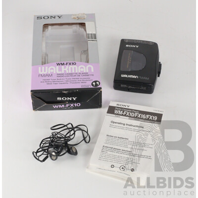 Vintage Sony Walkman WM FX 10 AM FM Radio Cassette Player in Original Box