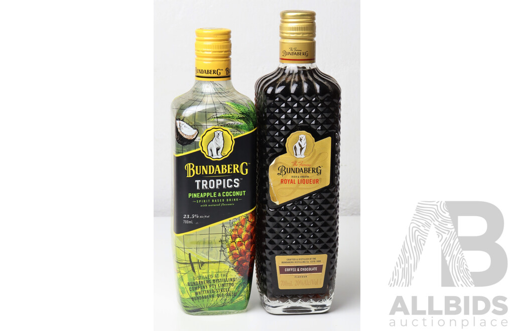 Bundaberg Royal Coffee & Chocolate Liqueur Plus Bundaberg Tropics Pineapple & Coconut