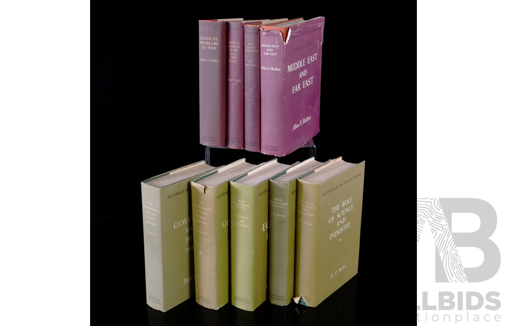 Nine Volumes, Australia at War 1939 to 45, Australian War Memorial, Canberra, All Hardcovers with Dust Jackets