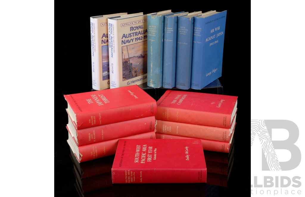 13 Volumes, Australia at War 1939 to 45, Australian War Memorial, Canberra, All Hardcovers with Dust Jackets