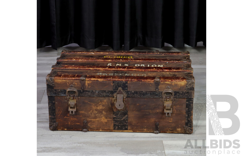 Vintage Timber Bound Travel Trunk