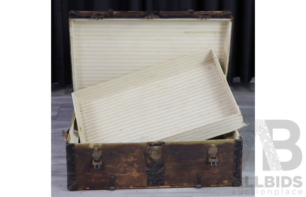 Vintage Timber Bound Travel Trunk