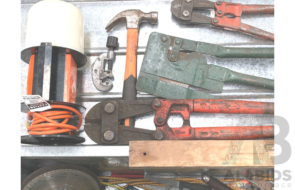 Galvanised Toolbox with Various Hand Tools