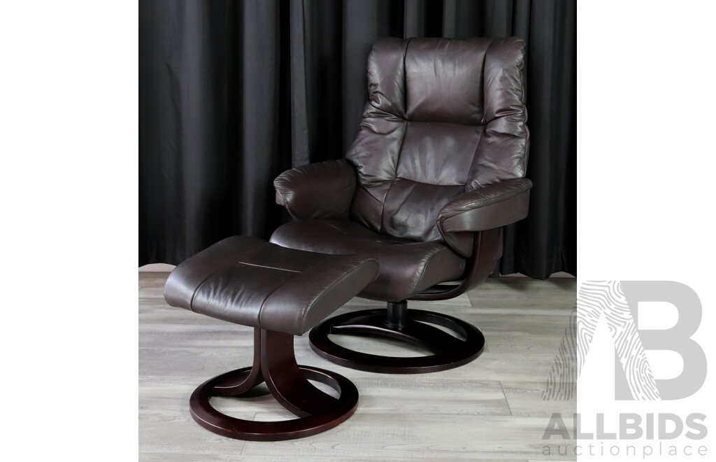 Leather Reclining Armchair with Footstool by IMG Norway