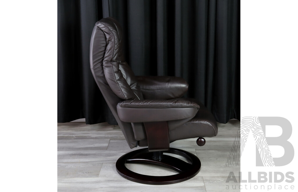 Leather Reclining Armchair with Footstool by IMG Norway