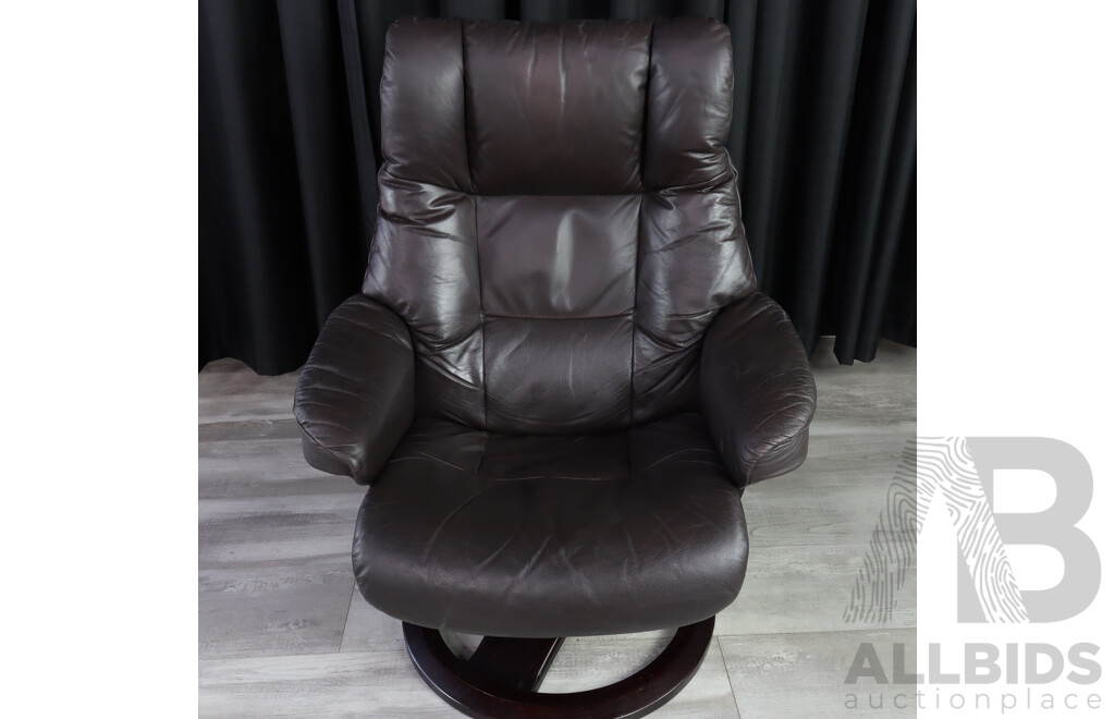 Leather Reclining Armchair with Footstool by IMG Norway