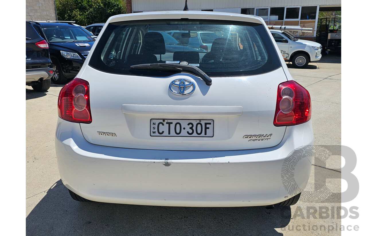 9/2007 Toyota Corolla Ascent ZRE152R 5d Hatchback White 1.8L