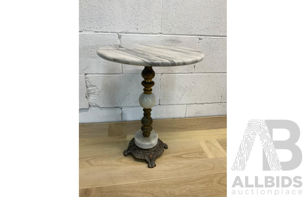 Vintage Marble and Brass Side Table