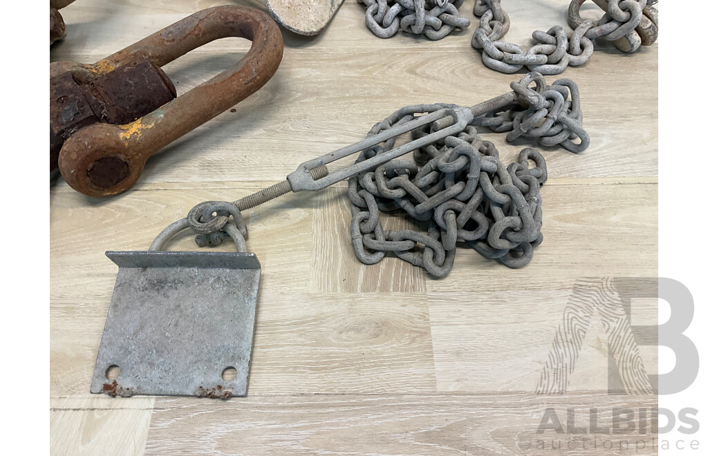 Vintage Boat Anchors, Chains and Hook