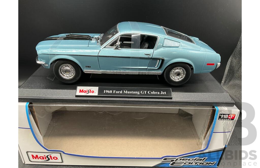 1968 Ford Mustang GT Cobra Jet and 1970 Ford Mustang Match 1 - 1/18 Scale