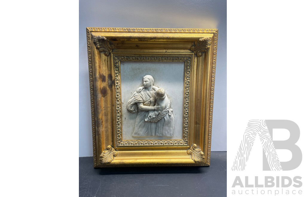 Pair of Gilt Framed Classical Style High Relief Plaques