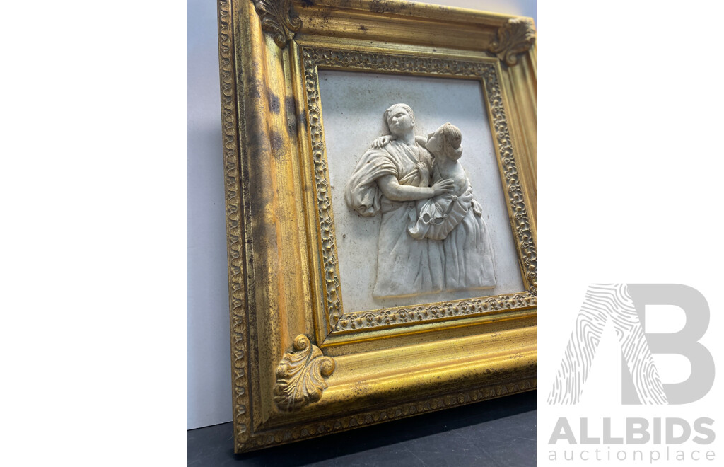 Pair of Gilt Framed Classical Style High Relief Plaques