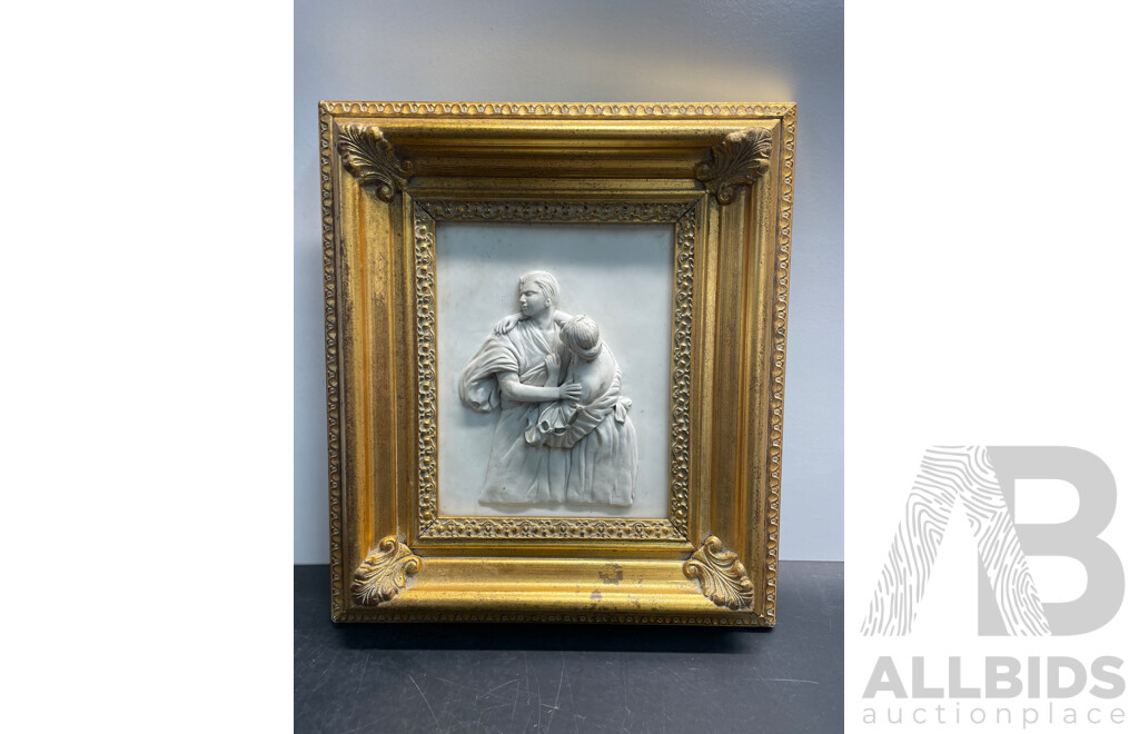 Pair of Gilt Framed Classical Style High Relief Plaques