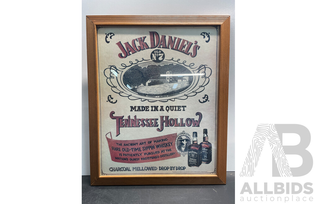 Vintage Jack Daniel's Bar Framed Sign - Advertising Sign