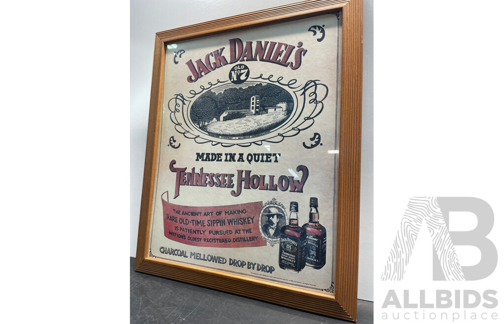 Vintage Jack Daniel's Bar Framed Sign - Advertising Sign