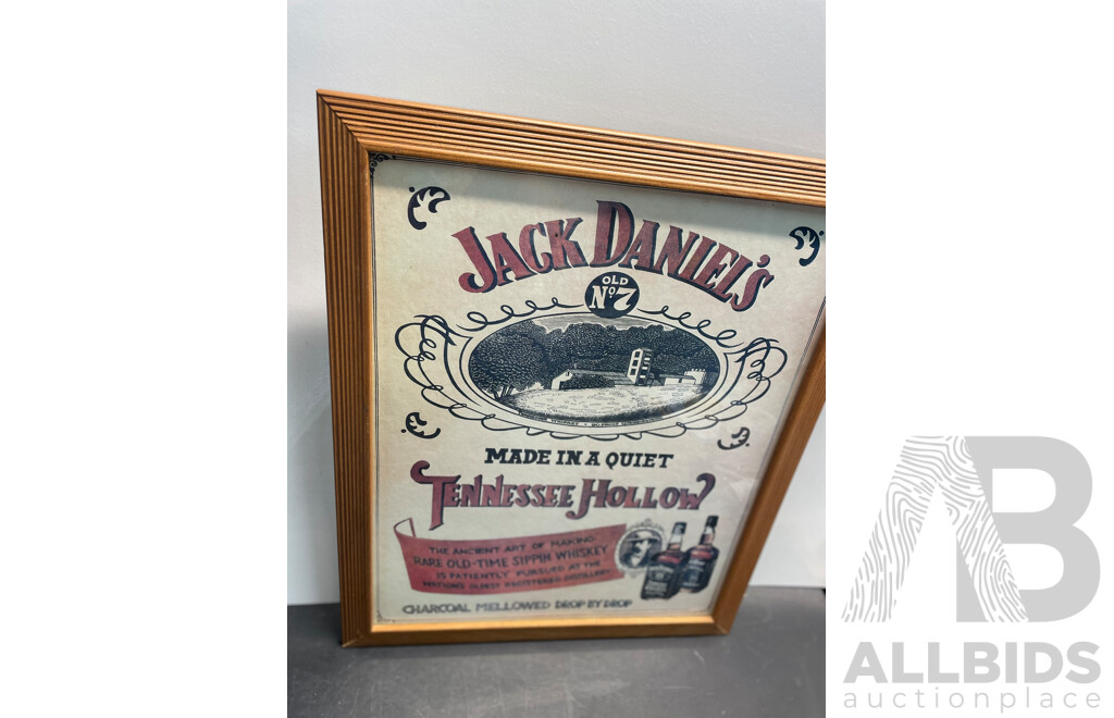 Vintage Jack Daniel's Bar Framed Sign - Advertising Sign