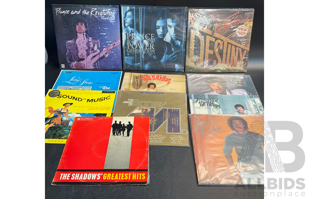 Collection of 11 Vintage Vinyl LP Records - Including PRINCE, the Jacksons, the Shadows and Much More